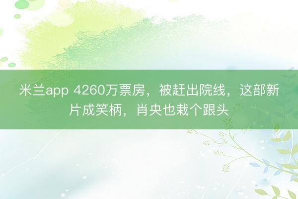 米兰app 4260万票房，被赶出院线，这部新片成笑柄，肖央也栽个跟头
