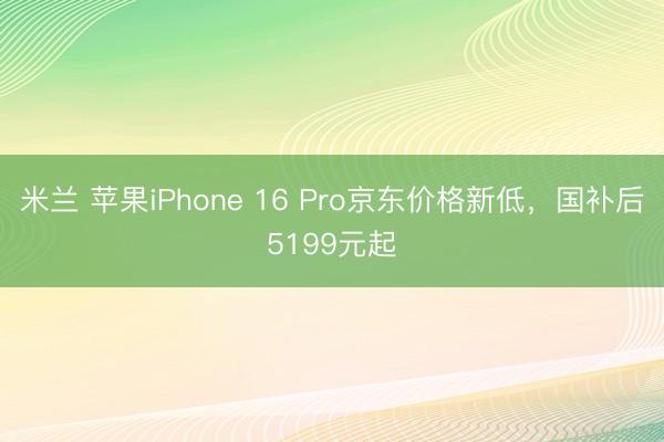 米兰 苹果iPhone 16 Pro京东价格新低，国补后5199元起