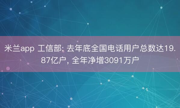 米兰app 工信部: 去年底全国电话用户总数达19.87亿户, 全年净增3091万户
