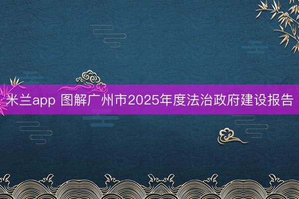 米兰app 图解广州市2025年度法治政府建设报告