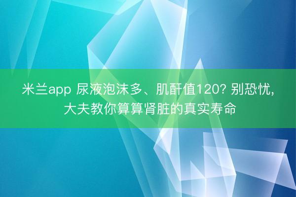 米兰app 尿液泡沫多、肌酐值120? 别恐忧， 大夫教你算算肾脏的真实寿命