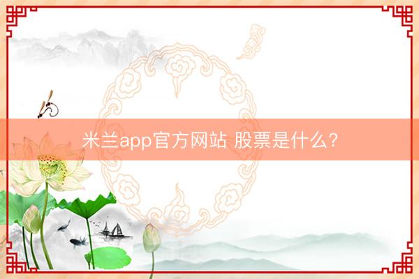 米兰app官方网站 股票是什么?
