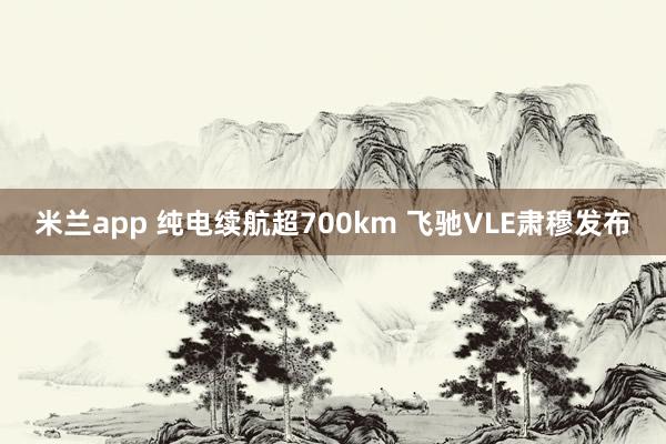 米兰app 纯电续航超700km 飞驰VLE肃穆发布