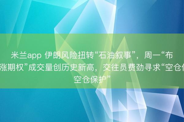 米兰app 伊朗风险扭转“石油叙事”,周一“布油看涨期权”成交量创历史新高,交往员费劲寻求“空仓保护”