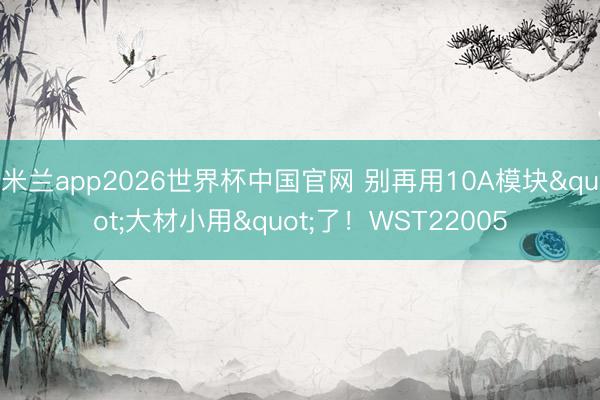 米兰app2026世界杯中国官网 别再用10A模块"大材小用"了！WST22005