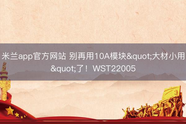 米兰app官方网站 别再用10A模块"大材小用"了！WST22005