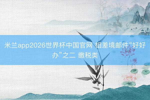 米兰app2026世界杯中国官网 相差境邮件“好好办”之二 缴税类