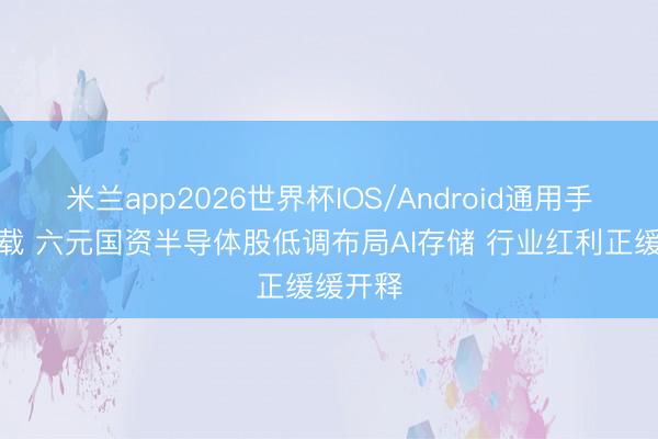 米兰app2026世界杯IOS/Android通用手机版下载 六元国资半导体股低调布局AI存储 行业红利正缓缓开释