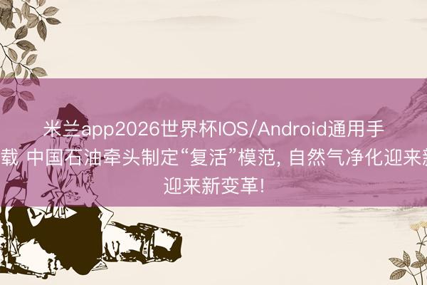 米兰app2026世界杯IOS/Android通用手机版下载 中国石油牵头制定“复活”模范, 自然气净化迎来新变革!