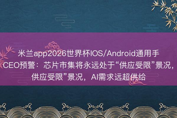 米兰app2026世界杯IOS/Android通用手机版下载 ASML CEO预警：芯片市集将永远处于“供应受限”景况，AI需求远超供给