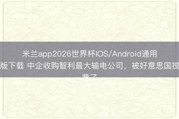 米兰app2026世界杯IOS/Android通用手机版下载 中企收购智利最大输电公司，被好意思国搅黄了